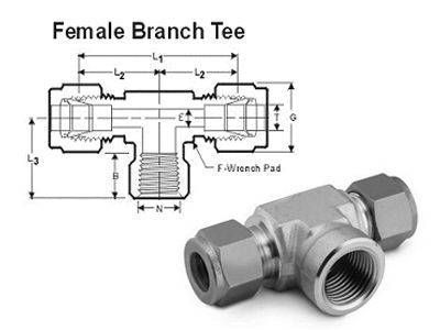 Female Branch Tee Compression Tube Fittings